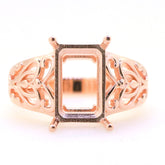 Art Deco Sterling Silver Semi Mount Ring Setting OCT Emerald 12x8mm Syzjewelry